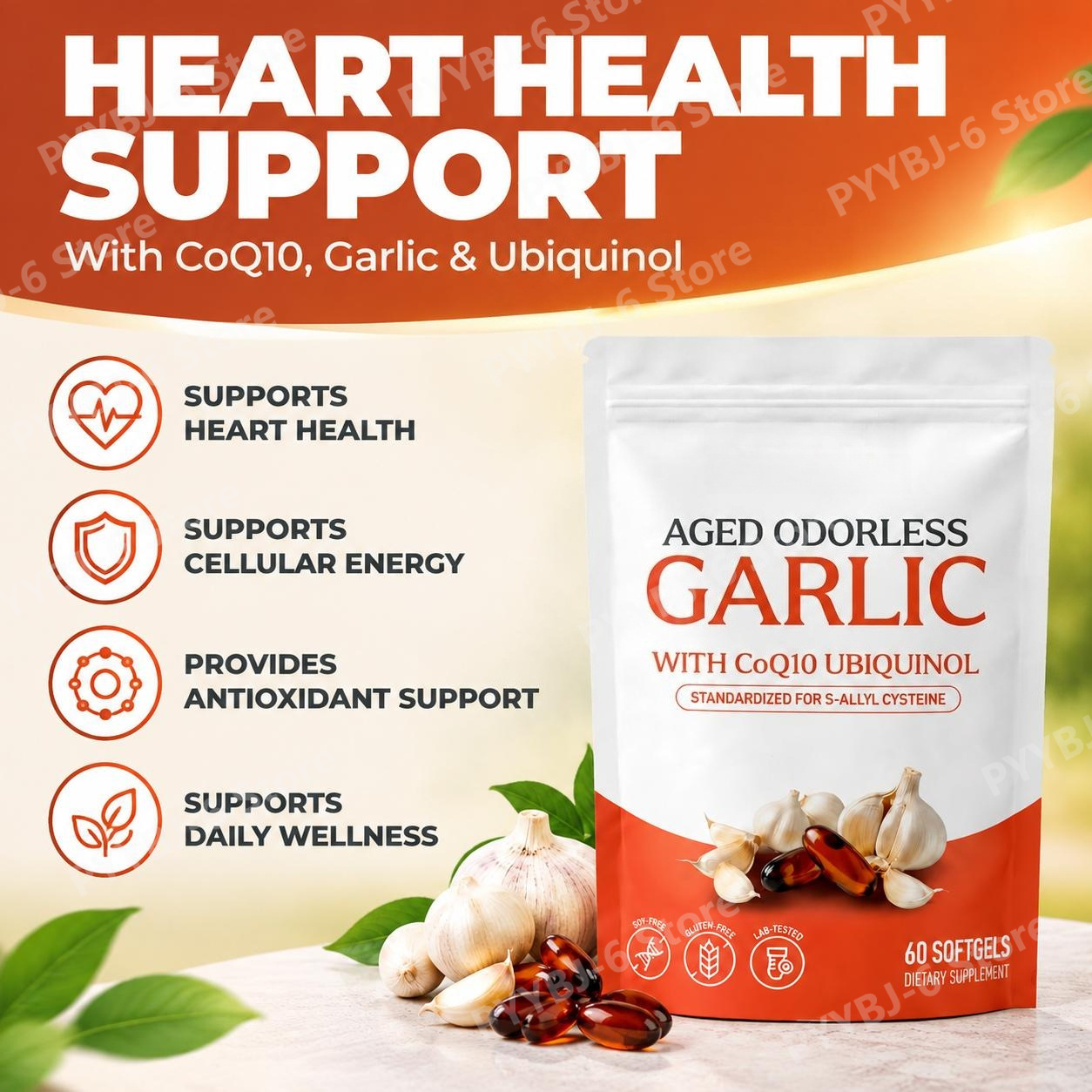 Aged Odorless Garlic Softgels  - огляд і ціна Coq10 Ubiquinol Softgel
